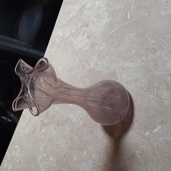 Small Purple & White Marbled Swung Glass Vase - Picture 4 of 8